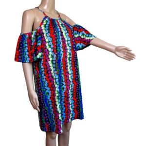 Trina Turk Ruffled Cold Shoulder Dress Size Small
